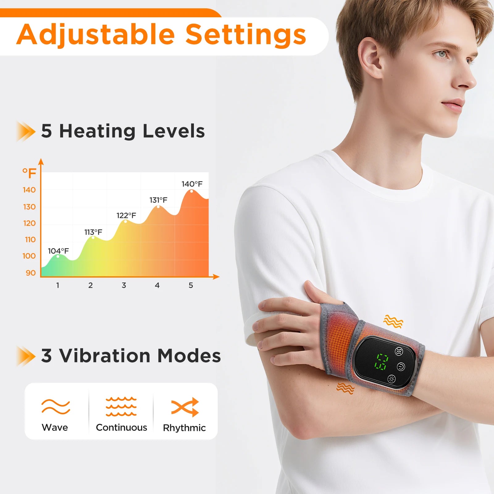 Electric Heating Wrist Massager Wrist Brace Protector Wrap Vibration Massage Relieves Tenosynovitis Carpal Tunnel Fatigue Relief