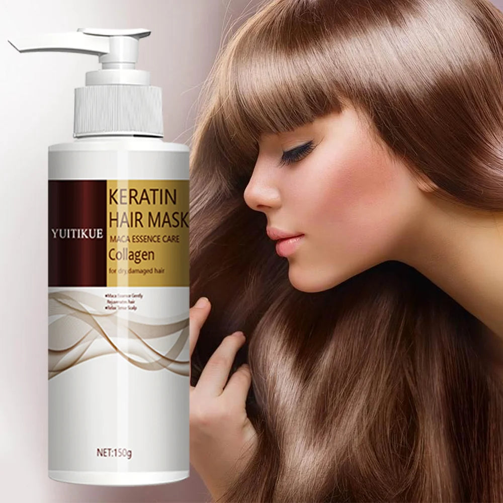 Keratin Hair Mask, Natural Essence, Organic Protein Cream, Suitable for Dry and Damaged Hair, Safe Ingredients, Easily Absorbed