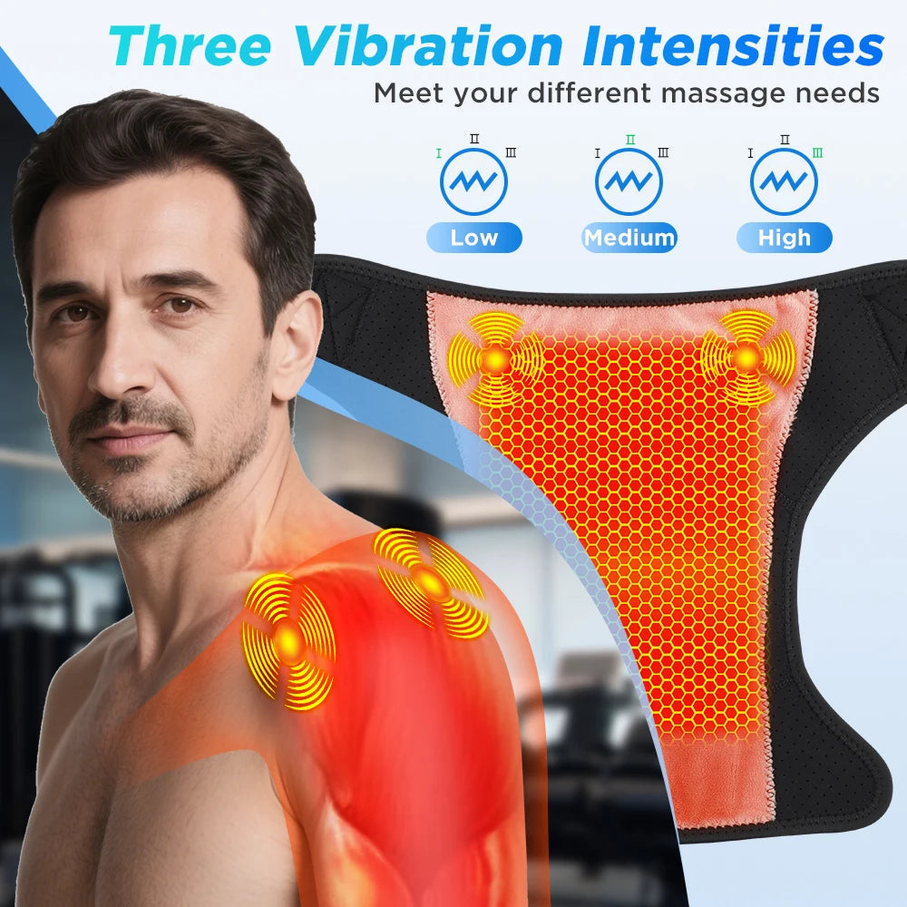 Vibration Shoulder Steamer Belt Heated Shoulder Warmer Massager Electric Smart Massage Machine Temperature Adjust
