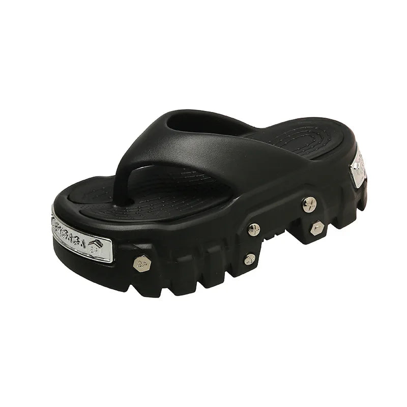 2025 New Sponge Cake Hole Shoes Thick Bottom Men's Couple Baotou Slippers Women's Non slip and Odorous Cold Slippers