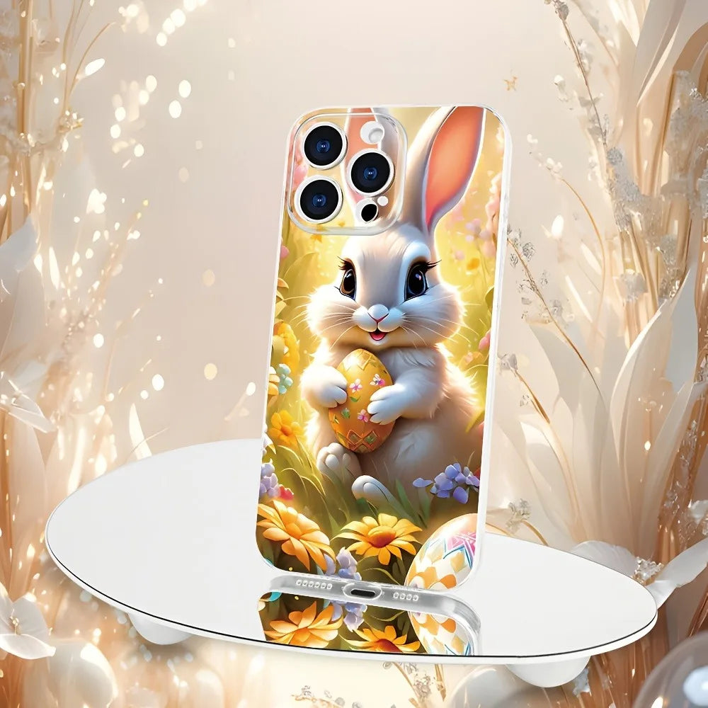 A colorful Easter Bunny egg pattern premium soft protective case for iPhone X/XS/XR/11/12/13/14/15/16 Plus Pro Max