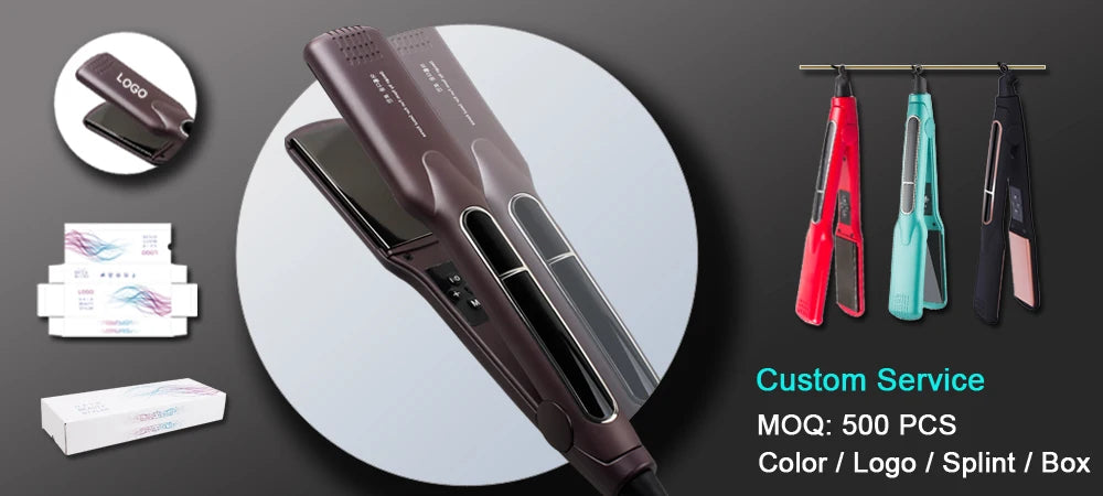 Korean Hair Straightener Keratin Treatment Floating Wide Plate Ceramic Flat Iron Dual Voltage Hair Curling Iron Salon Styler