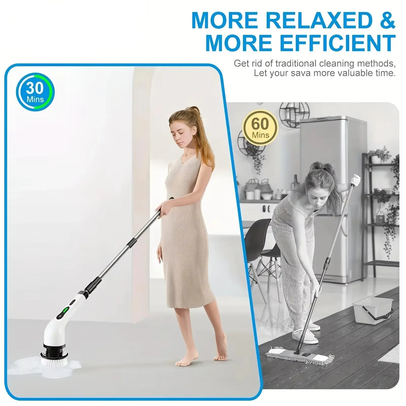 Cordless Electric Spin Scrubber Multipurpose, Cleaning Brush for Kitchen Bathroom Toilet Floor, Hair Broom Mop Household Gadget