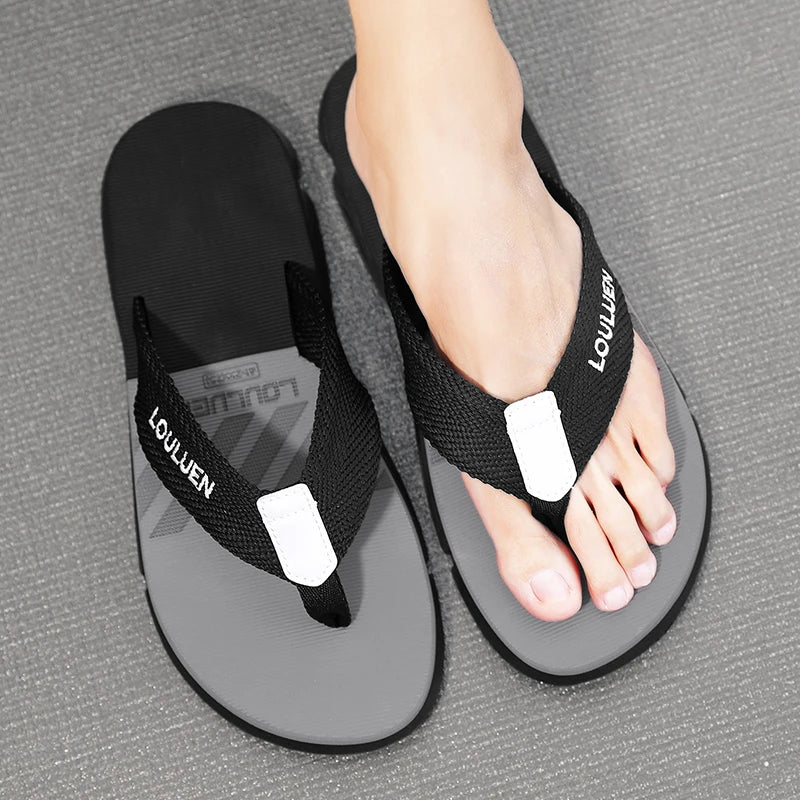[Color blocked flip flops] Comfortable color blocked flip flops - Men's non slip casual rubber bottom EVA flip flops, suitable f