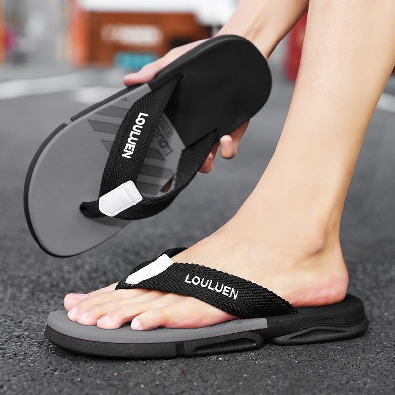 [Color blocked flip flops] Comfortable color blocked flip flops - Men's non slip casual rubber bottom EVA flip flops, suitable f