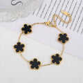 Classic Luxury Stainless Steel Clover Bracelet Adjustable Five Leaf Flower Bangle Fashion Party Jewelry Gifts for Women