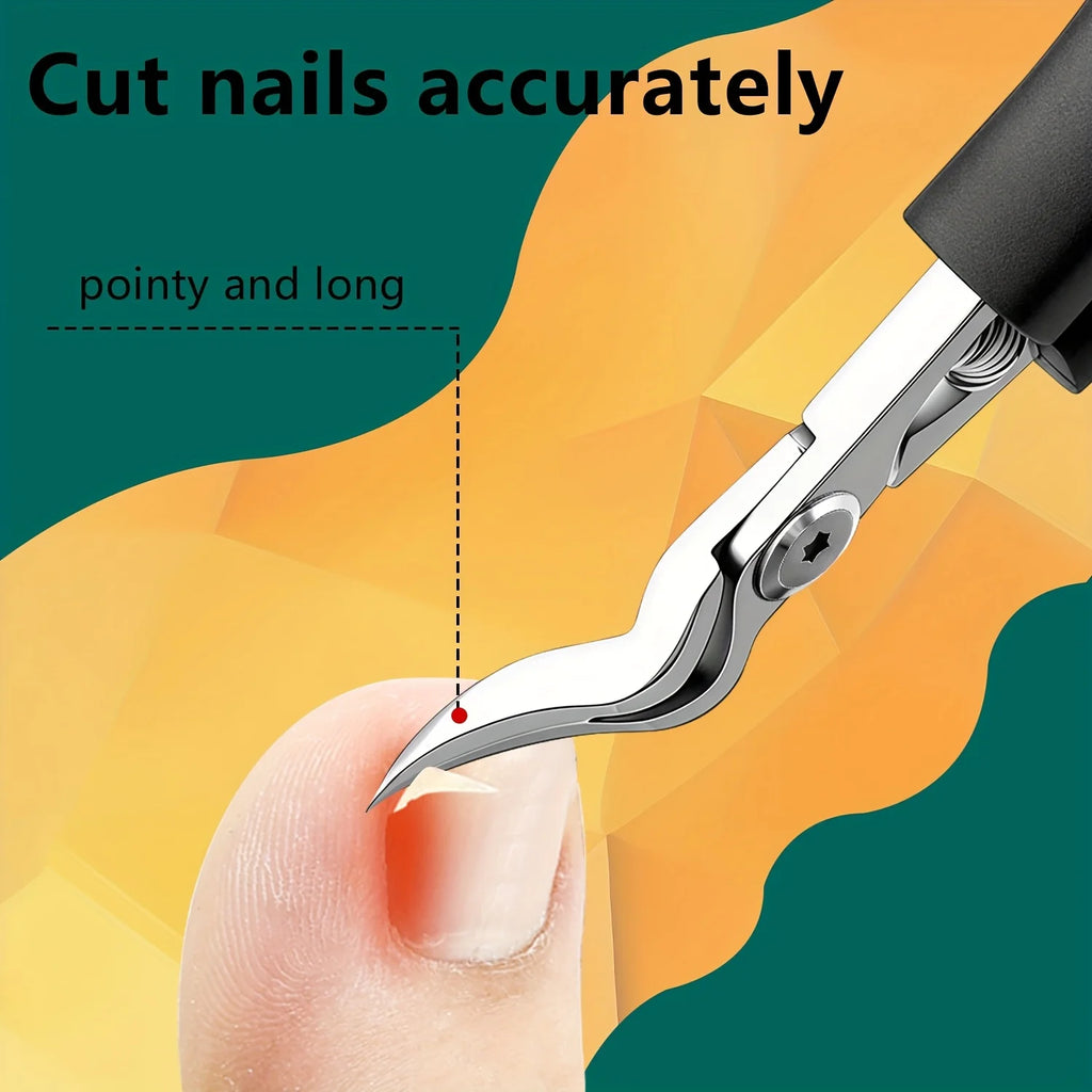 Heavy-Duty Stainless Steel Nail Clipper, Thick Toenail & Fingernail Clipper for Adults, Professional-Grade Curved Blade