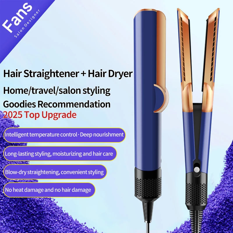 1-2pcs-2027 New 2 in 1 Professional Hair Straightener and Hair Dryer Heated Hair Straightener Negative Ion Iron Styling Tool