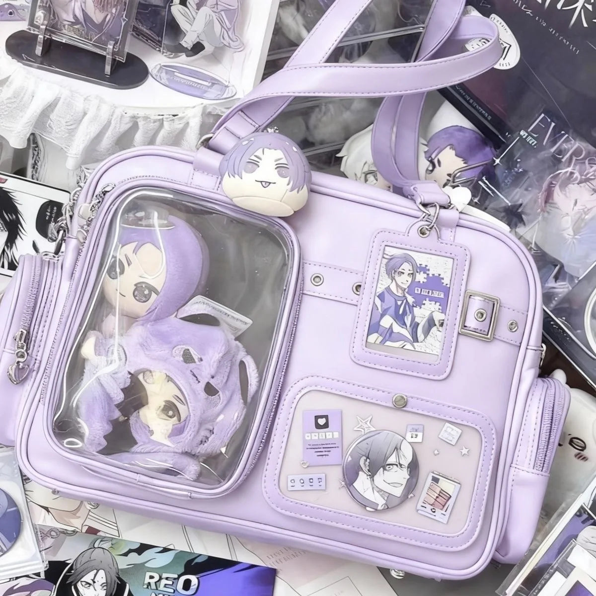 New Y2K Cute Ita Bag Concert Large Capacity Shoulder Bag Lolita Girl Transparent Backpack DIY Badge Display Casual Crossbody Bag