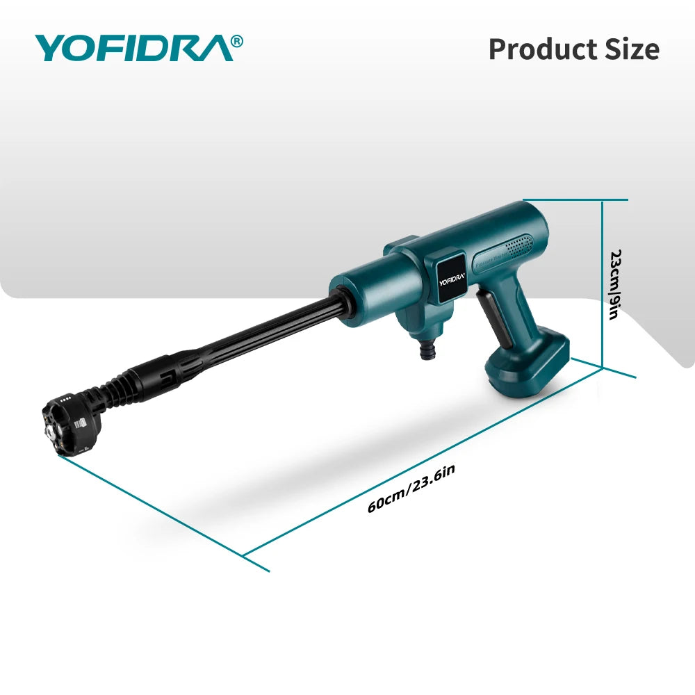 YOFIDRA Brushless 200Bar Car Washer Electric High Pressure Washer Water Gun 6IN1 Cordless Cleaning Garden For Makita Battery Pin