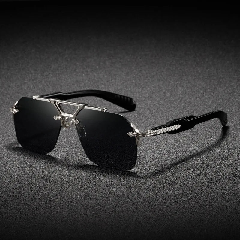 Luxury Brand Classic Square Rimless Sunglasses Men Women Retro Vintage Punk Sun Glasses Oversized Shades Metal Frame Eyewear