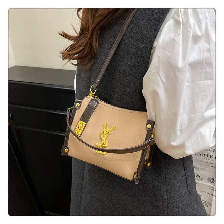2026 New Korean Style Retro Mini Square Crossbody Bag Shoulder Top Handle Purse Textured Everyday Tote for Women